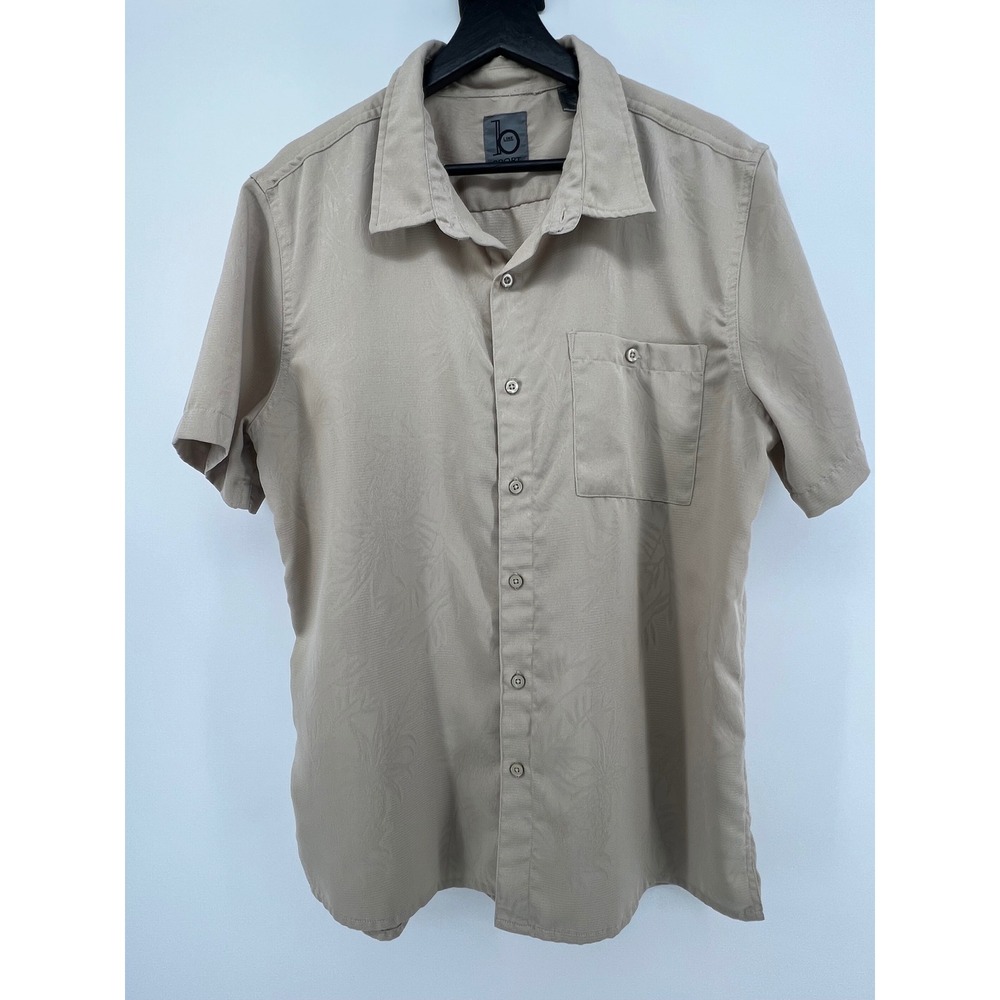 lo LINE SPORT Beige Button Down Short Sleeve Shirt Mens